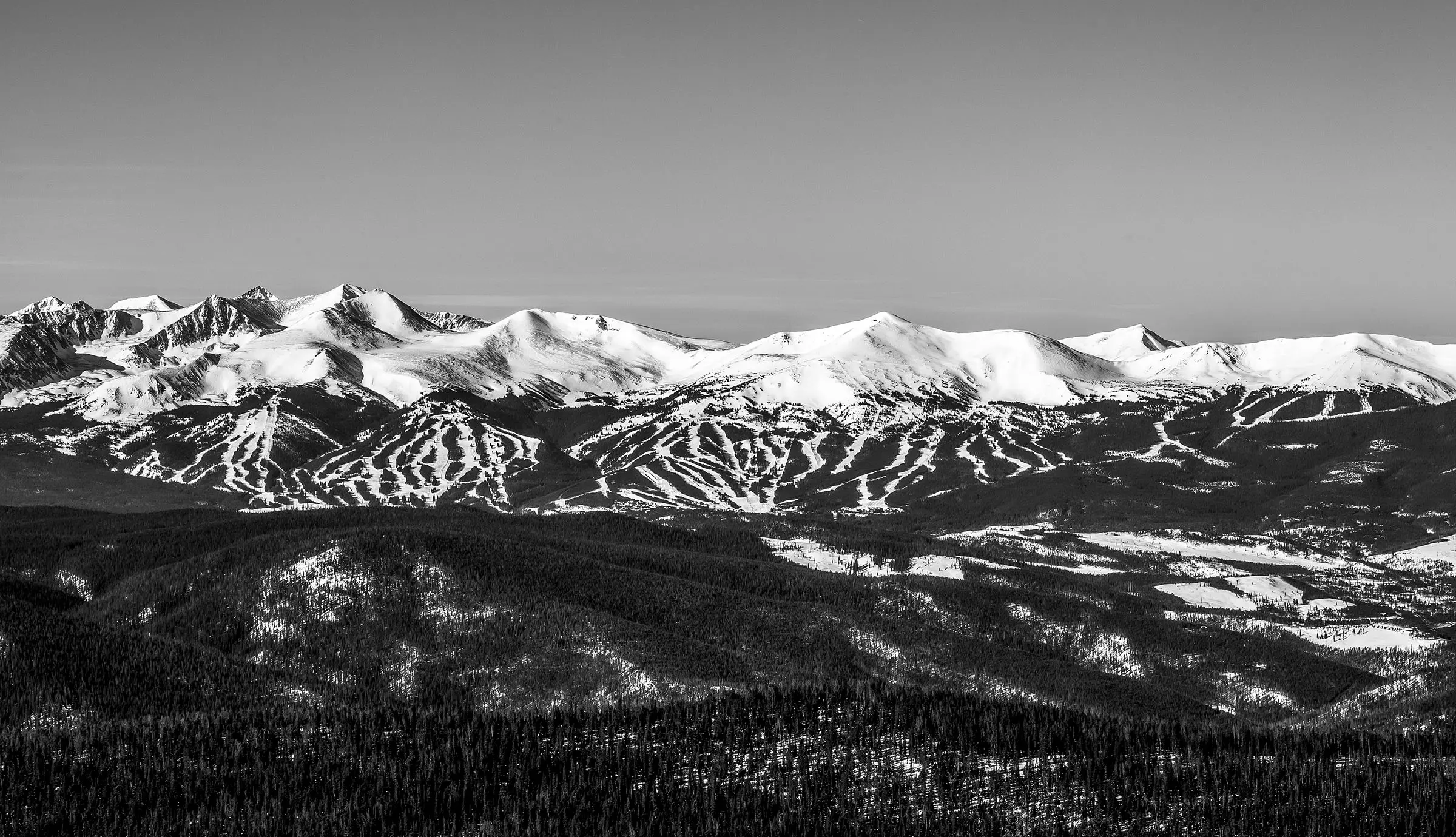 Black-and-white panorama of Breckenridge Peaks 6 through 10